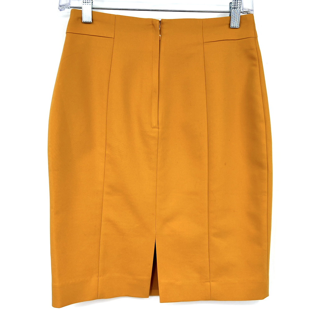 H&M Divided Womens 4 Mustard Yellow Pencil Skirt Career Workwear - Picture 3 of 6